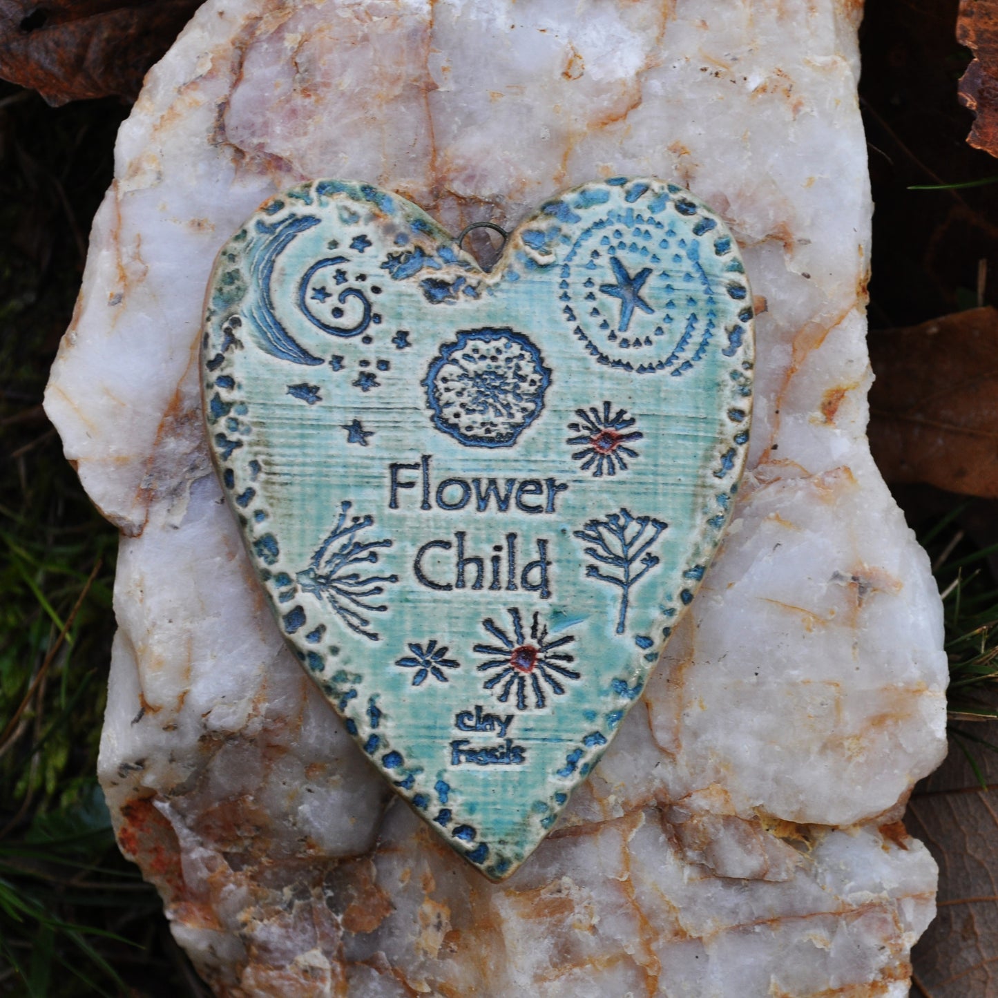 Clay Fossil Ornament, Flower Child