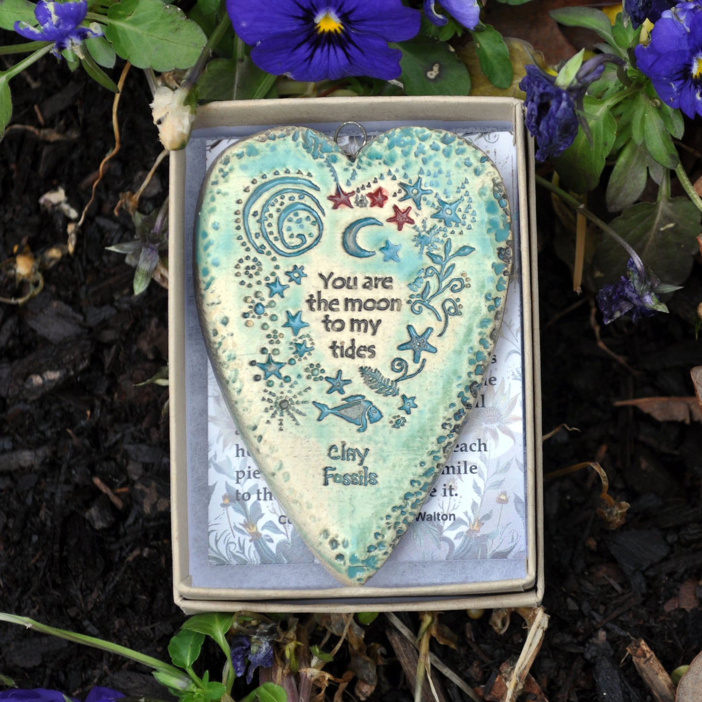 Clay Fossil Ornament, You are the moon to my tides
