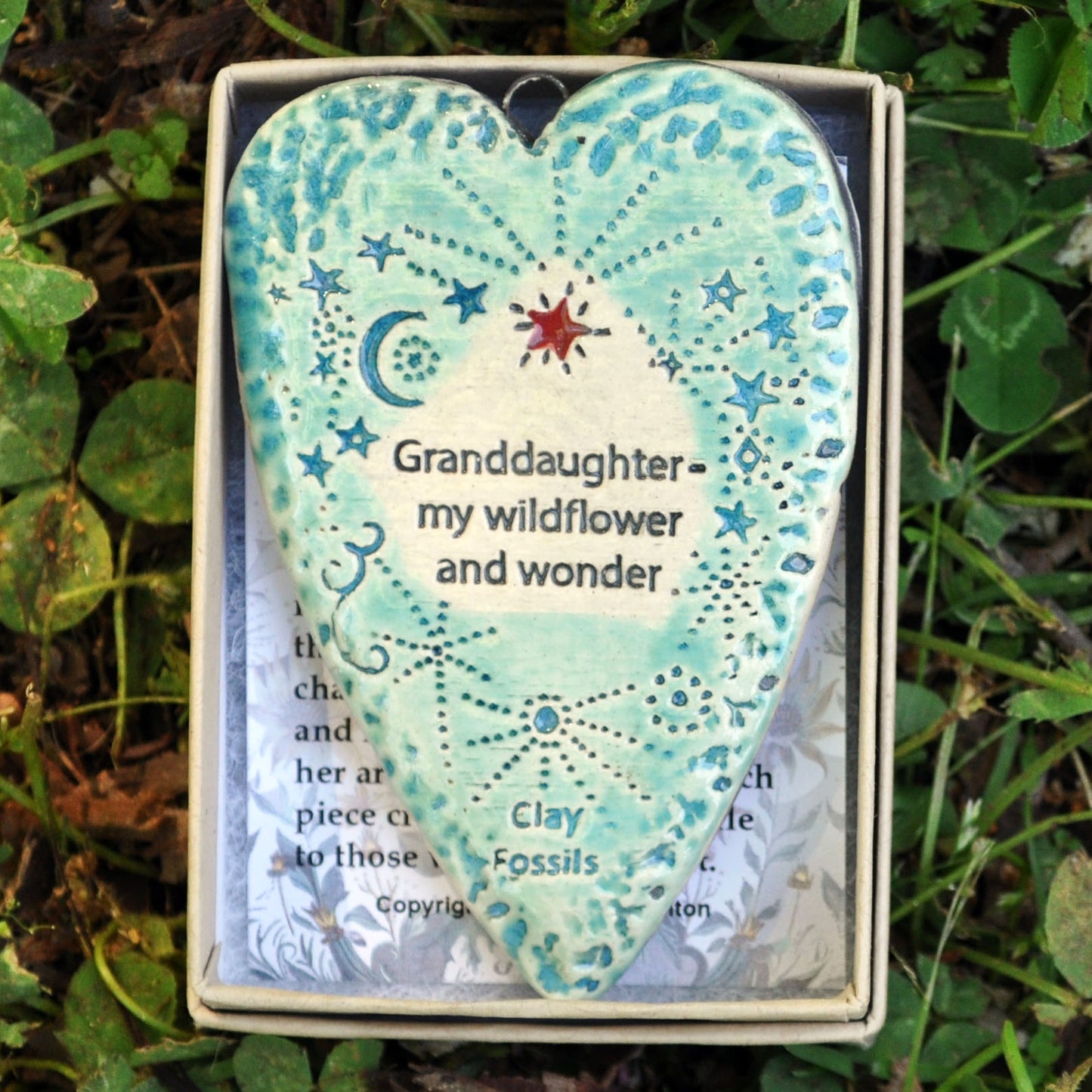 Clay Fossil Ornament, Granddaughter, gift, boxed ornament