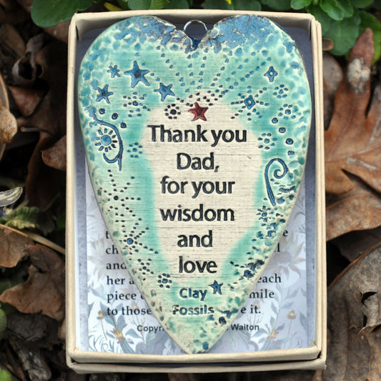 Clay Fossil Ornament ,Dad, wisdom and love, all occasion, father's day, birthday, boxed gift