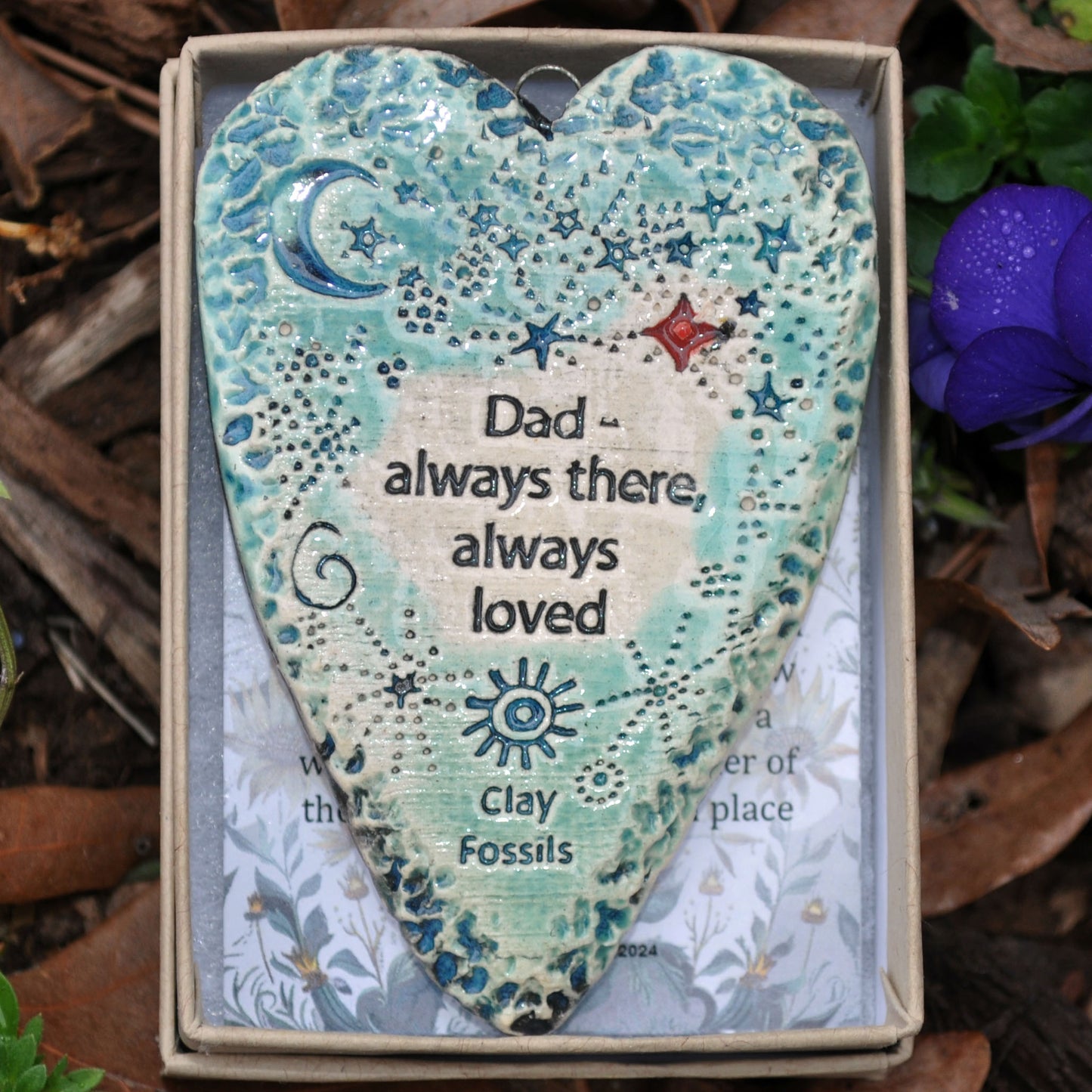 Clay Fossil Ornament ,Dad, always loved, all occasion, father's day, birthday, man, male, boxed gift