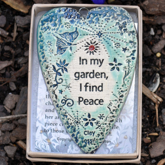 Clay Fossil Ornament, In my garden, peace, all occasion, boxed ornament, gift,