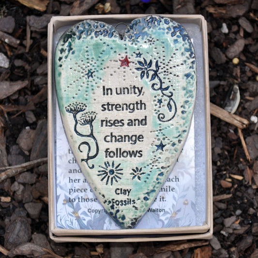 Clay Fossil Ornament, In Unity, all occasion, unite and change, boxed gift