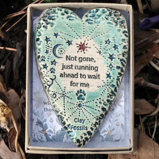 Clay Fossil Ornament, Pet loss, not gone, boxed ornament, gift,