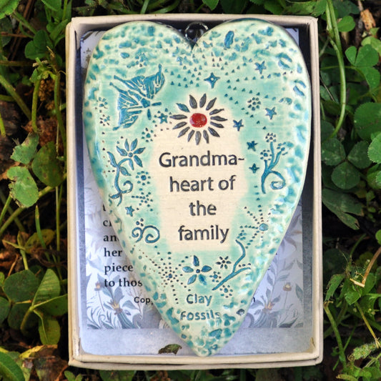Clay Fossil Ornament, Grandma, gift, boxed ornament
