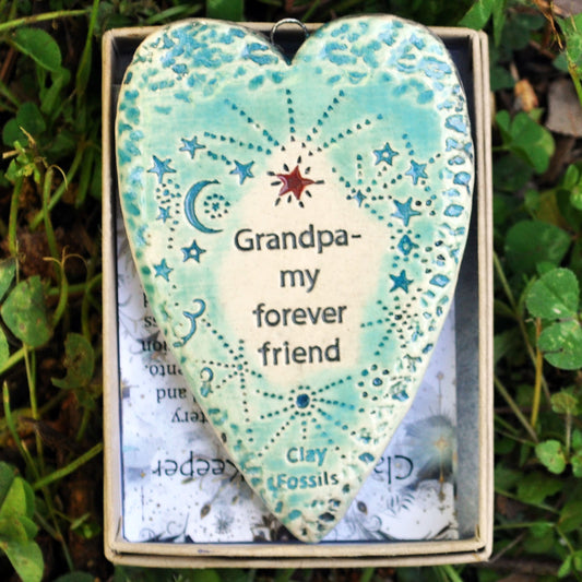 Clay Fossil Ornament, Grandpa, male, man gift, boxed ornament