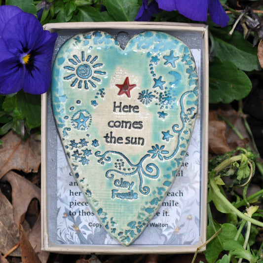 Clay Fossil Ornament, Here comes the Sun